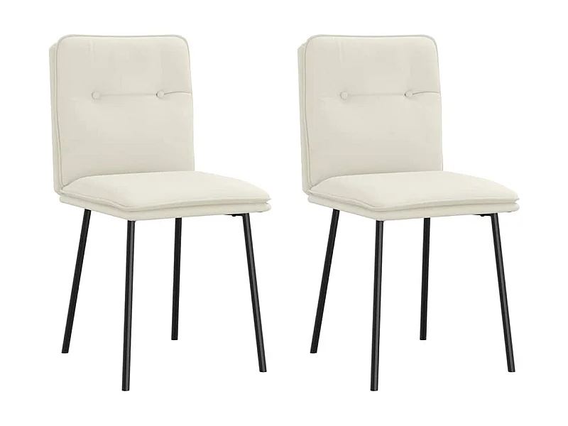 Juego de 2 sillas de comedor de terciopelo crema