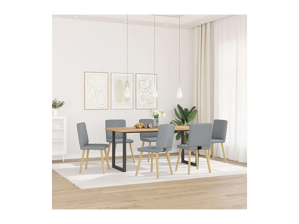 Eetkamerstoelen set van 6 lichtgrijze stof
