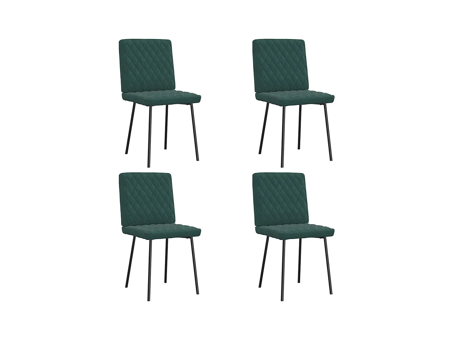 Chaises à manger lot de 4 Vert foncé Velours
