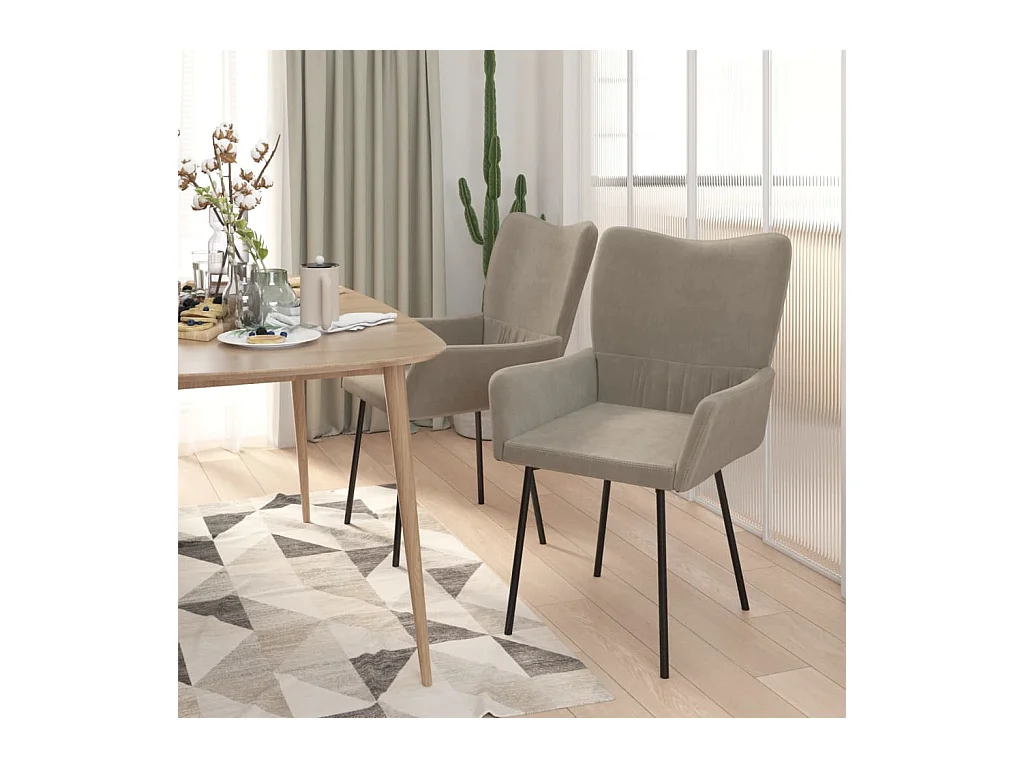 Eetkamerstoelen set van 2 Lichtgrijs Fluweel