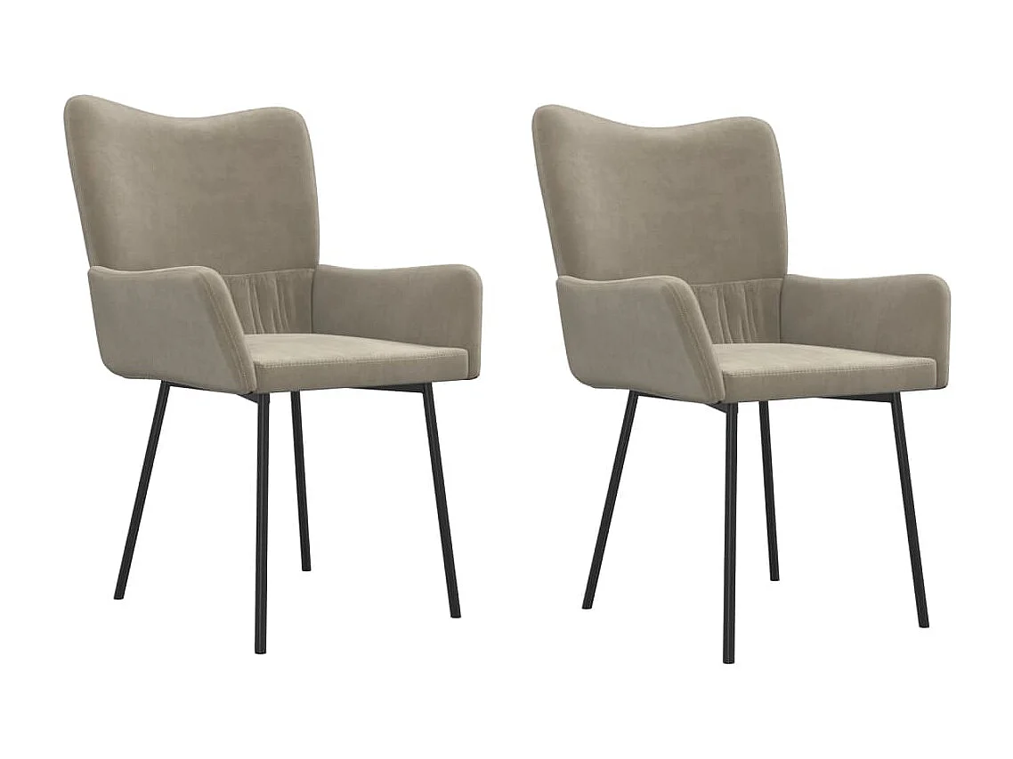 Juego de 2 sillas de comedor en terciopelo gris claro