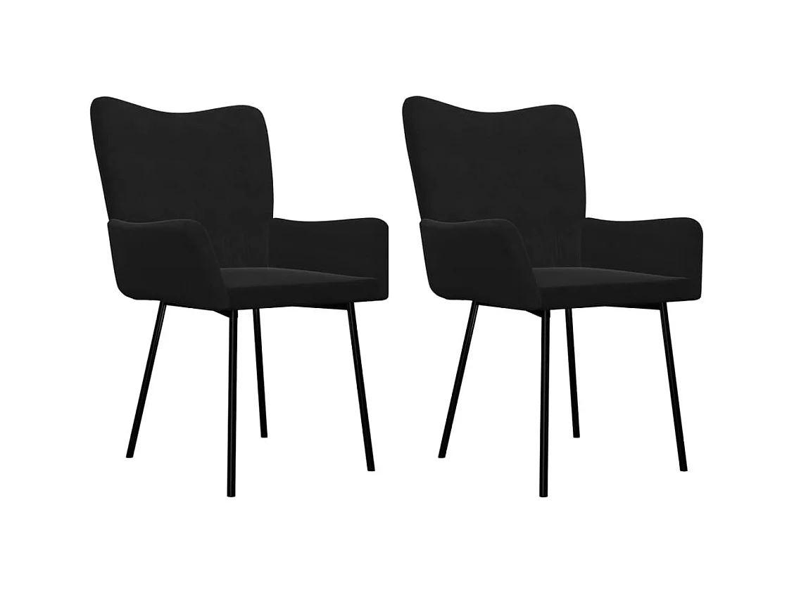 Chaises à manger lot de 2 Noir Velours