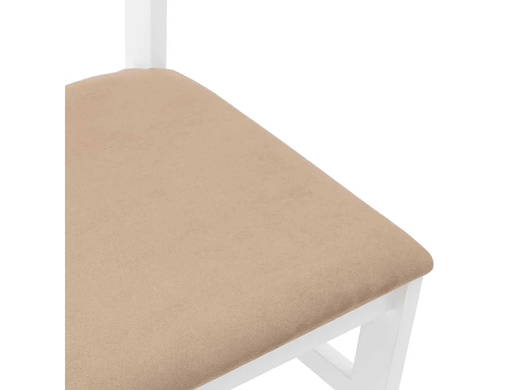 Chaises à manger coussins 2 pcs blanc bois massif caoutchouc
