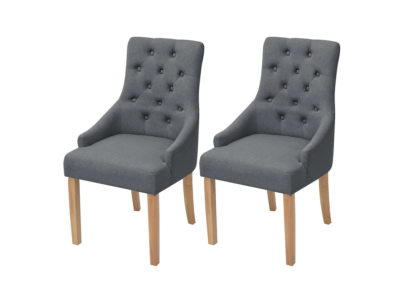 Juego de 2 sillas de comedor de tela gris oscuro