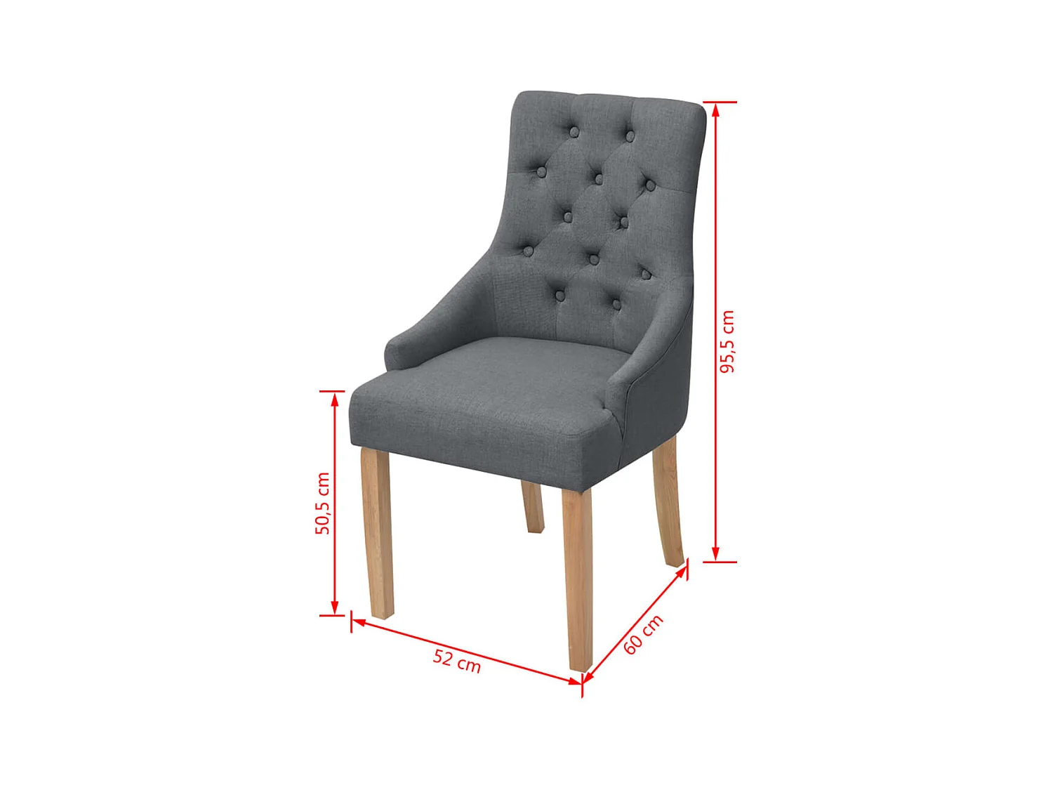Juego de 2 sillas de comedor de tela gris oscuro