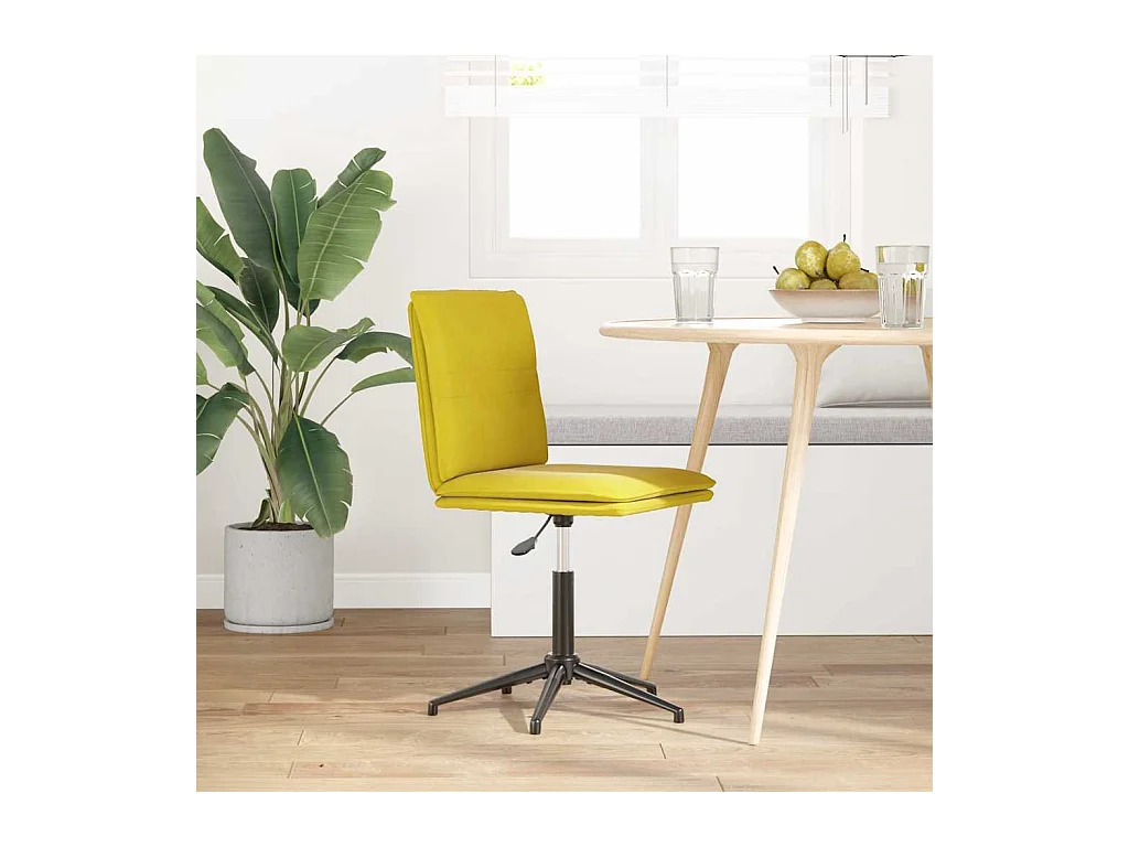Gele fluwelen eetkamerstoel