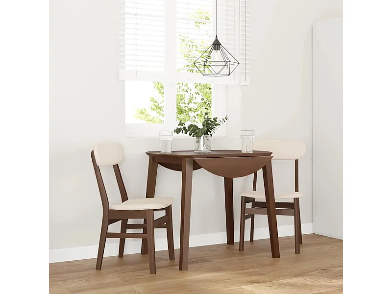 Chaises à manger coussins 2 pcs marron bois massif caoutchouc