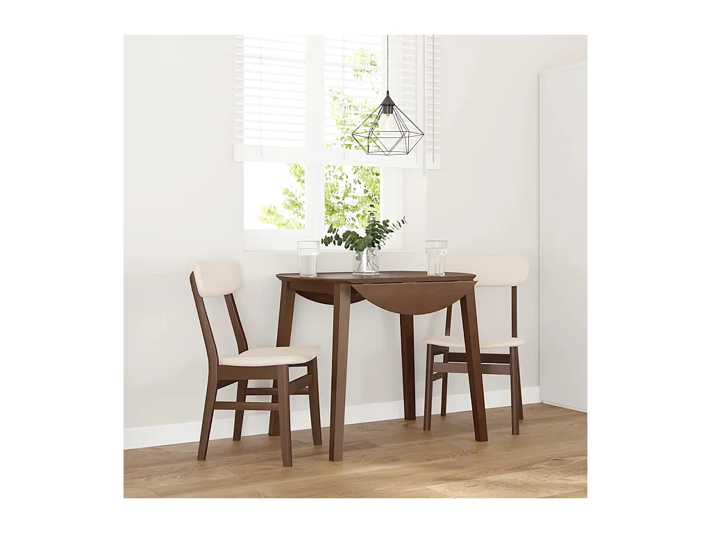 Chaises à manger coussins 2 pcs marron bois massif caoutchouc