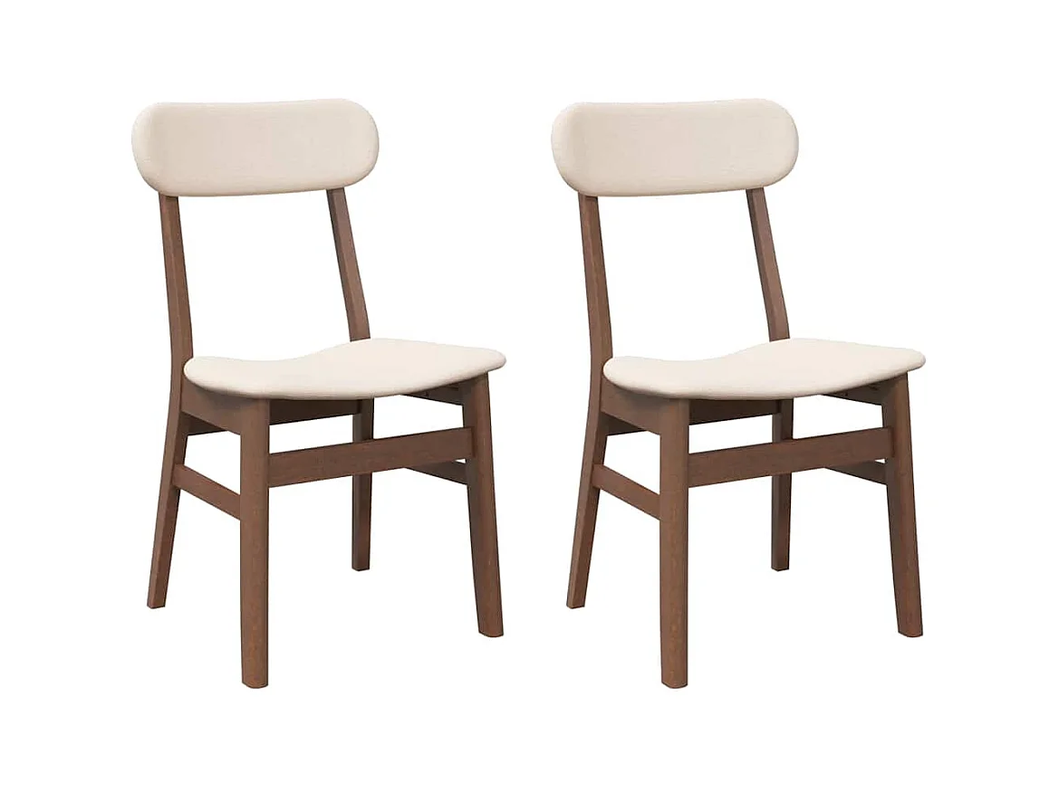 Chaises à manger coussins 2 pcs marron bois massif caoutchouc