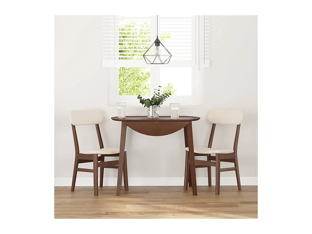 Chaises à manger coussins 2 pcs marron bois massif caoutchouc