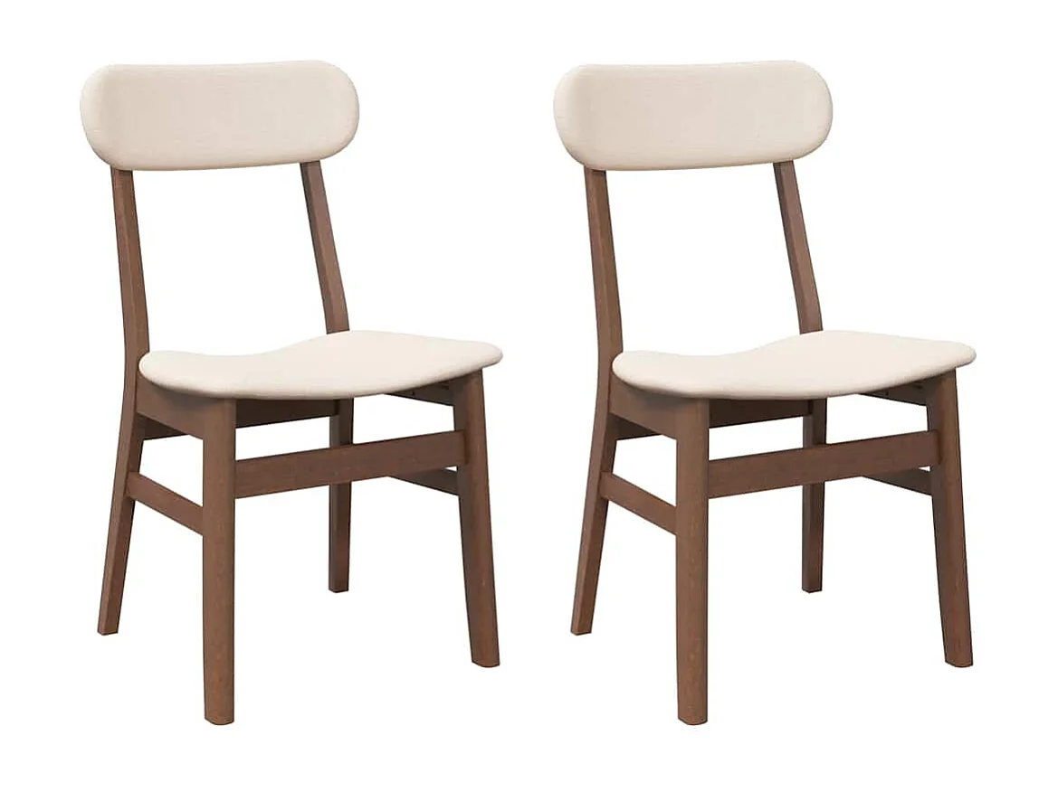 Chaises à manger coussins 2 pcs marron bois massif caoutchouc
