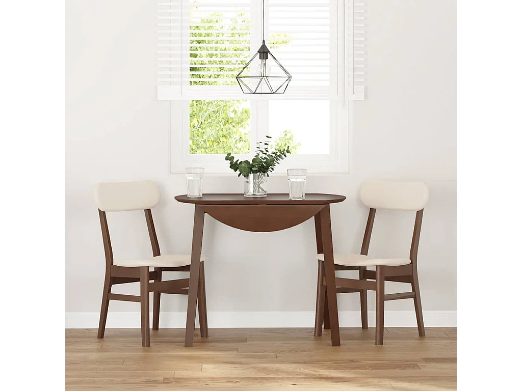 Chaises à manger coussins 2 pcs marron bois massif caoutchouc