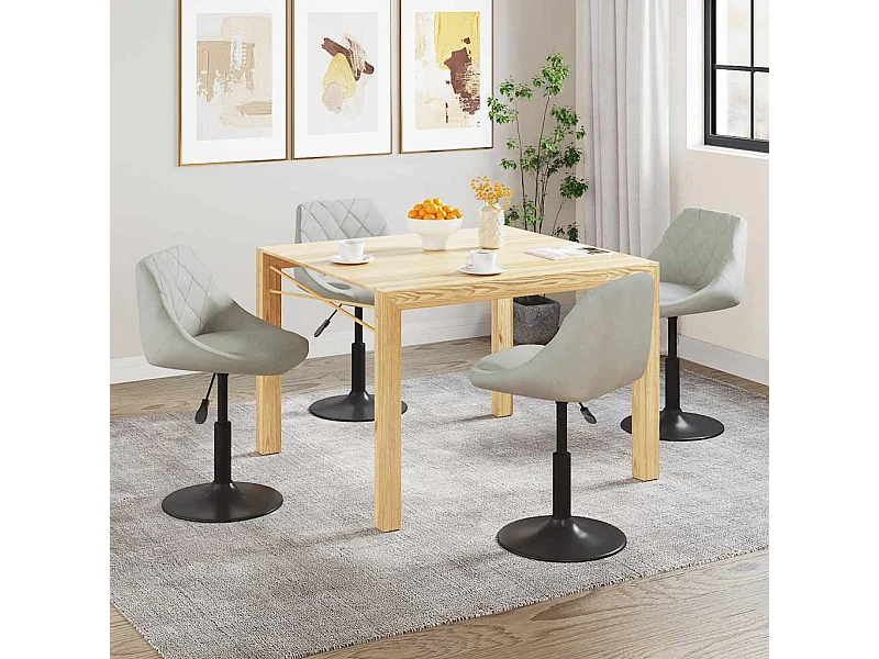 Juego de 4 sillas de comedor giratorias de terciopelo gris claro