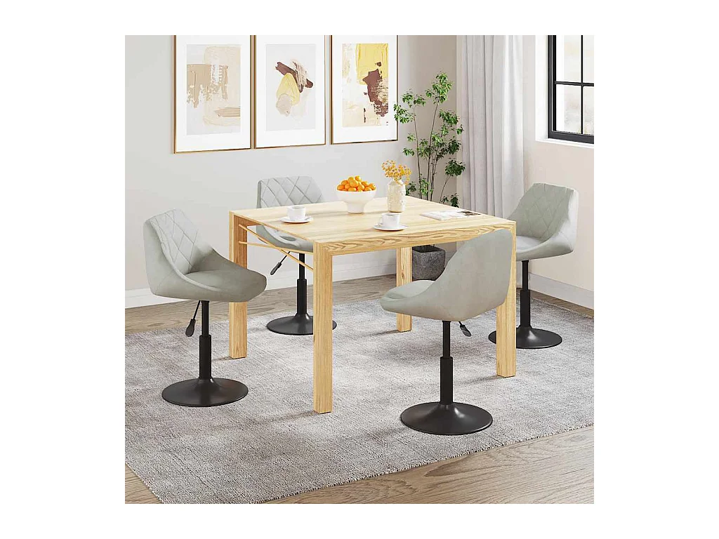 Set di 4 sedie girevoli da pranzo in velluto grigio chiaro