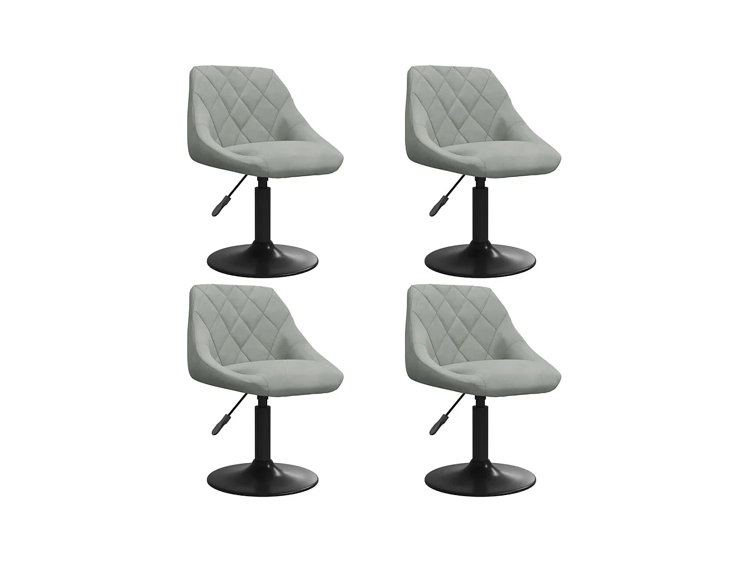 Set di 4 sedie girevoli da pranzo in velluto grigio chiaro