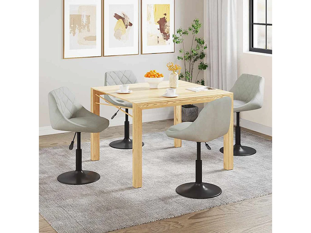 Set di 4 sedie girevoli da pranzo in velluto grigio chiaro