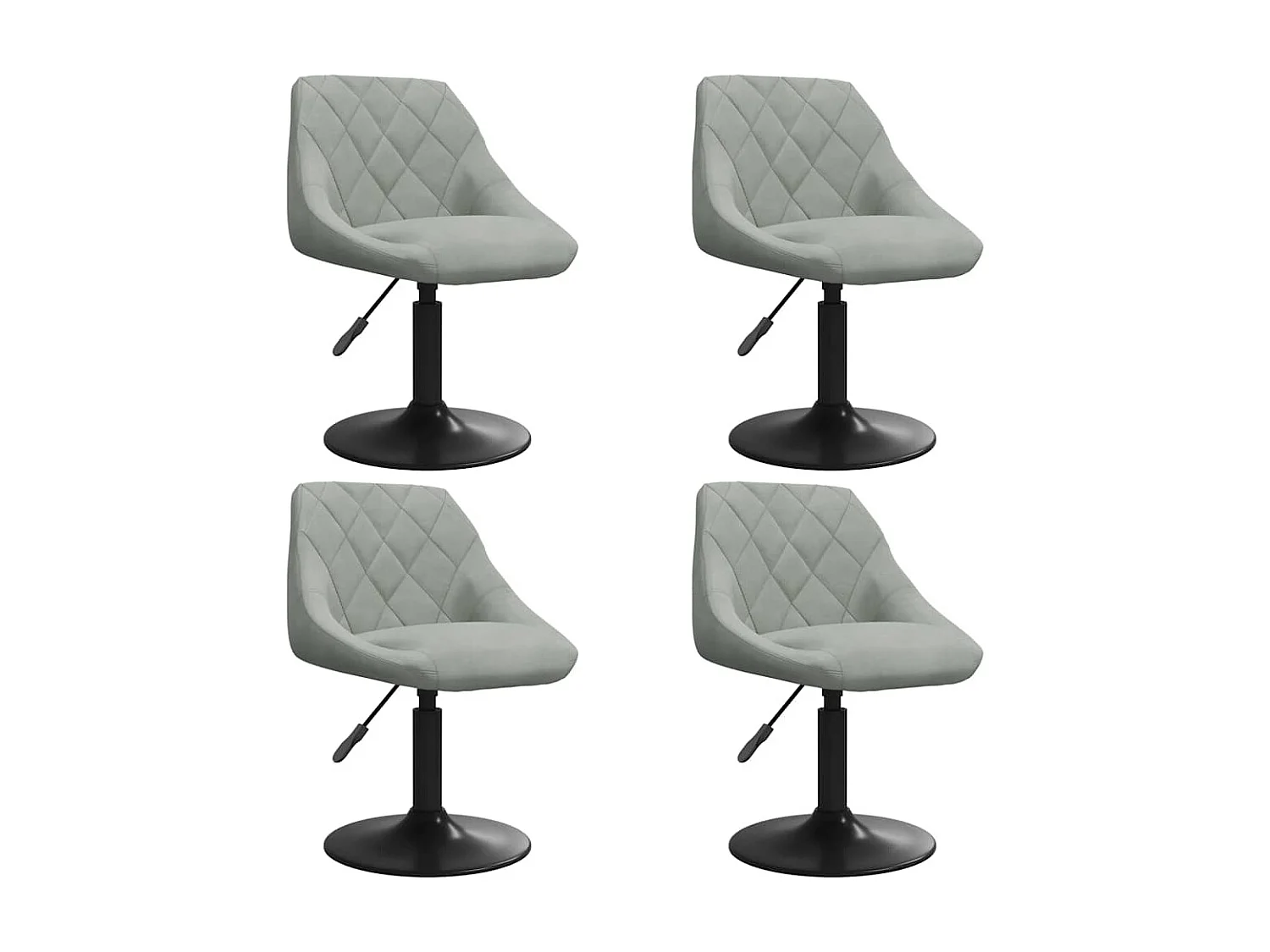 Set di 4 sedie girevoli da pranzo in velluto grigio chiaro