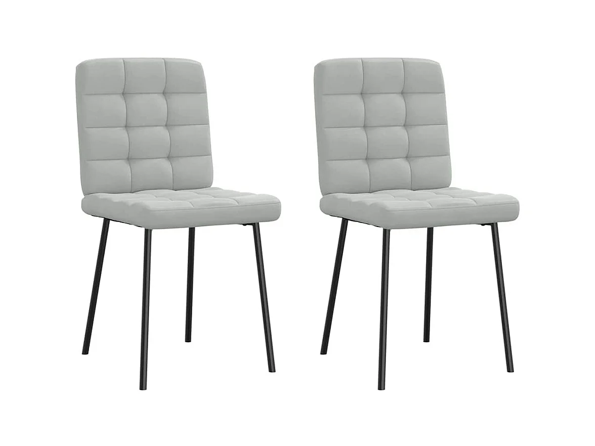 Chaises à manger lot de 2 Gris clair Velours