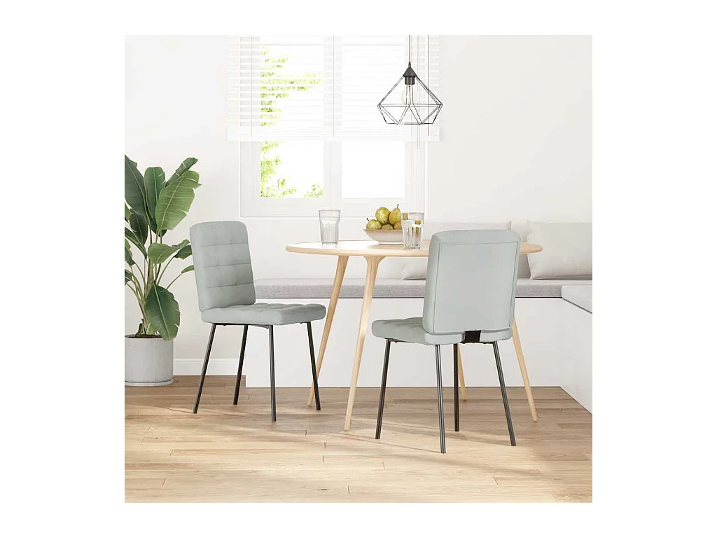 Chaises à manger lot de 2 Gris clair Velours
