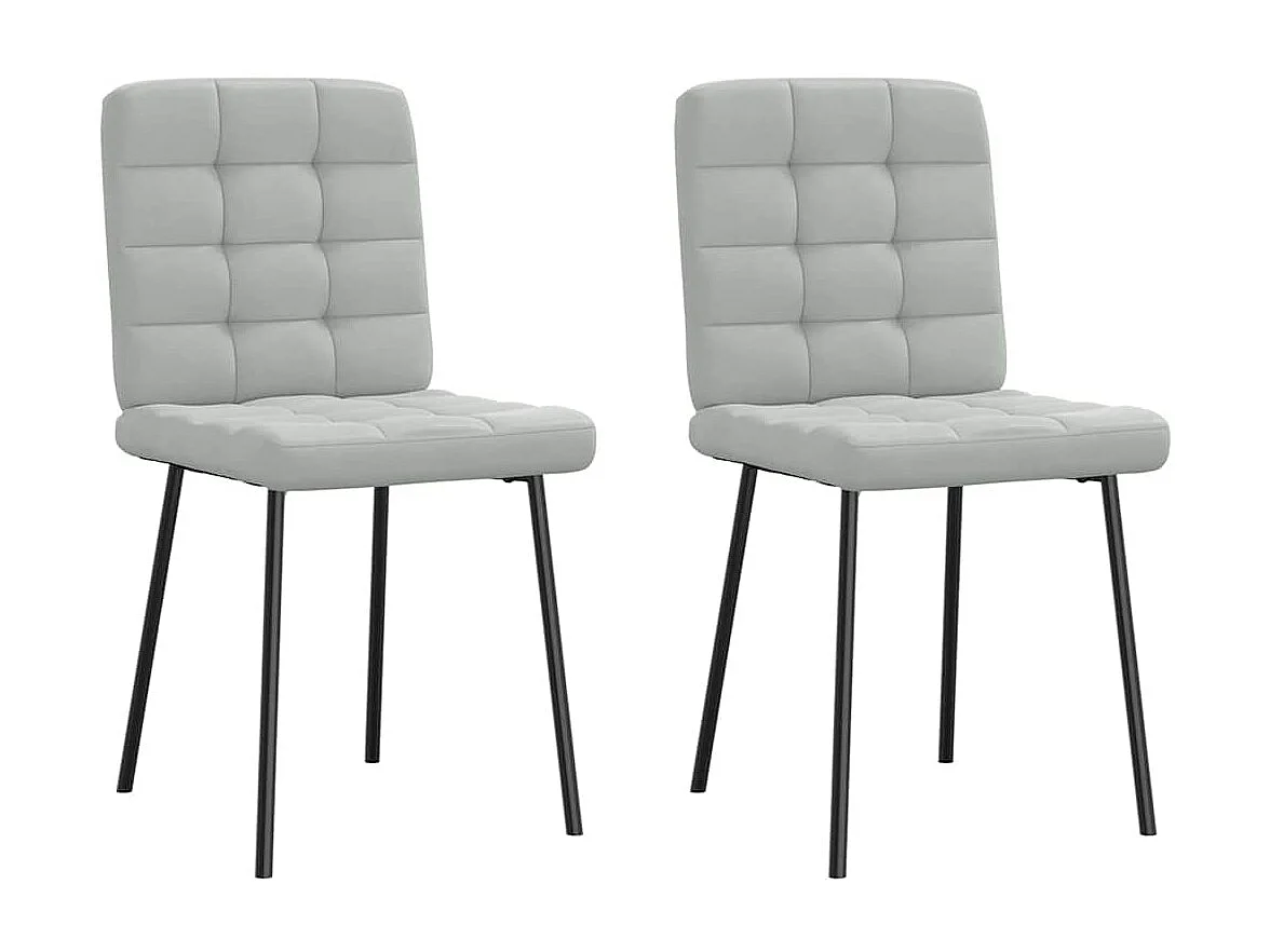 Chaises à manger lot de 2 Gris clair Velours