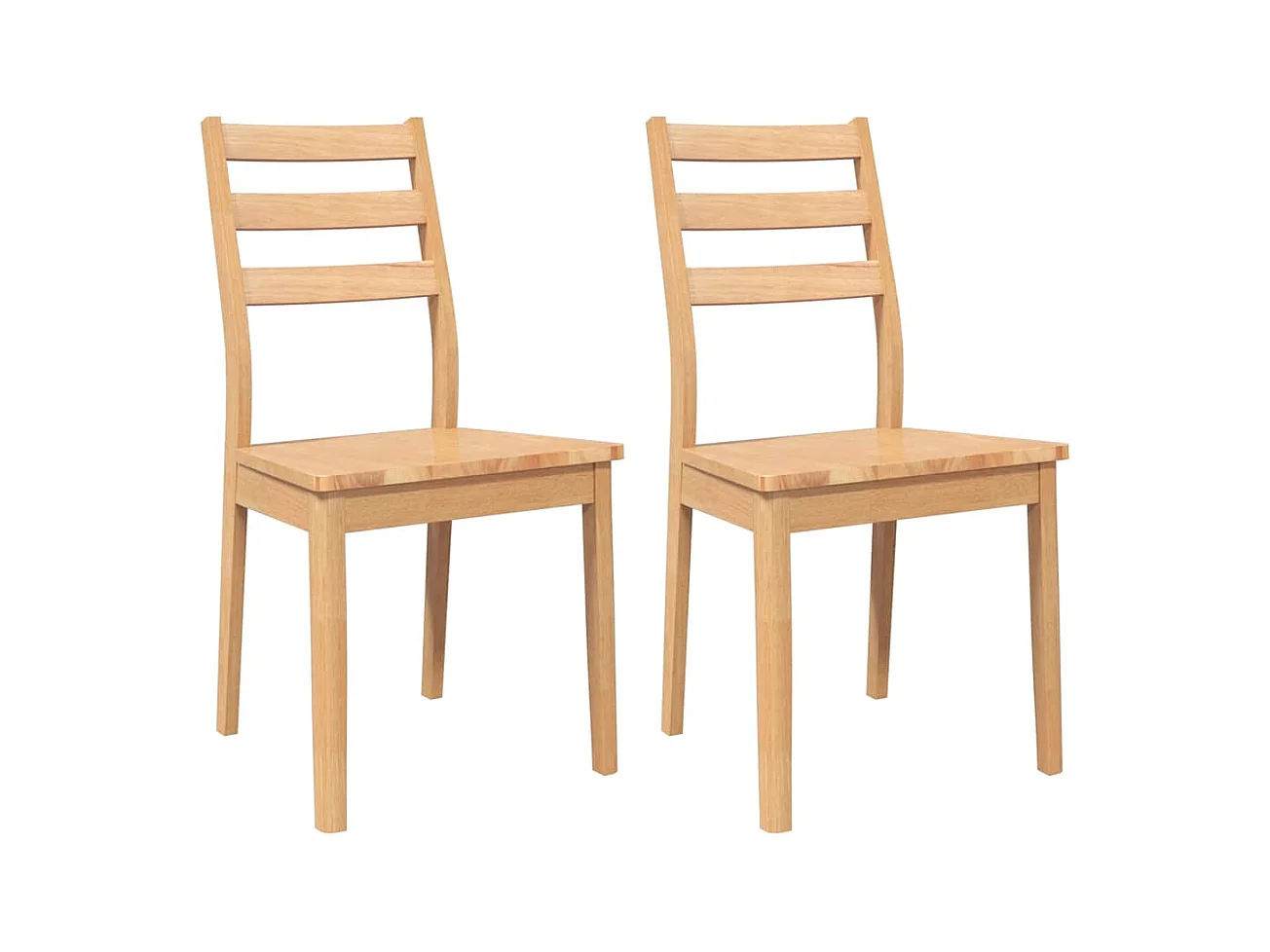 Chaises à manger 2 pcs bois massif naturel caoutchouc