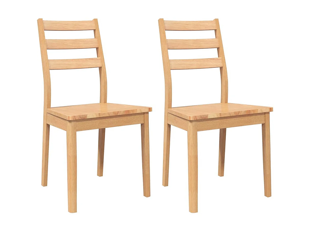 Chaises à manger 2 pcs bois massif naturel caoutchouc