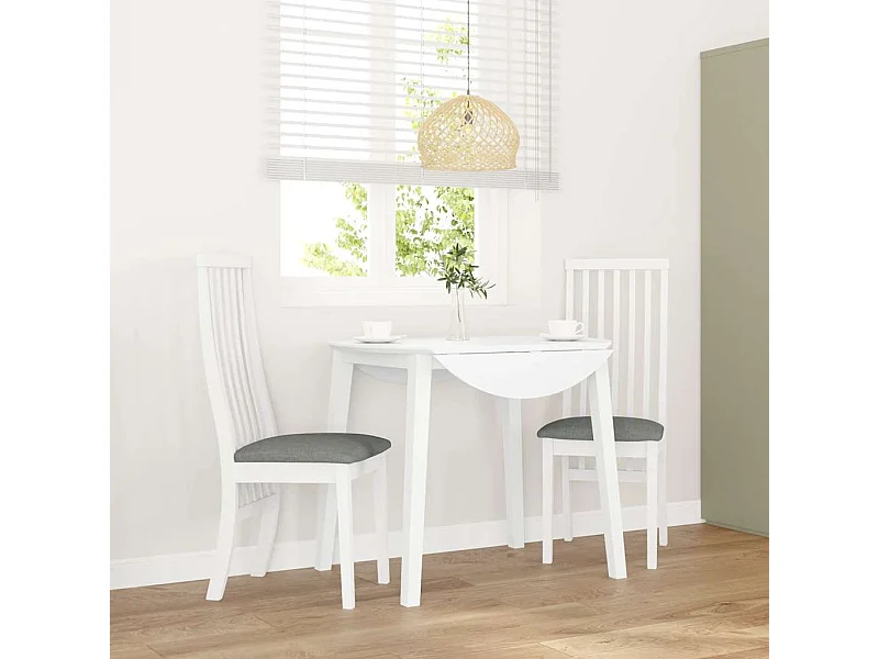 Chaises à manger coussins 2 pcs blanc bois massif caoutchouc