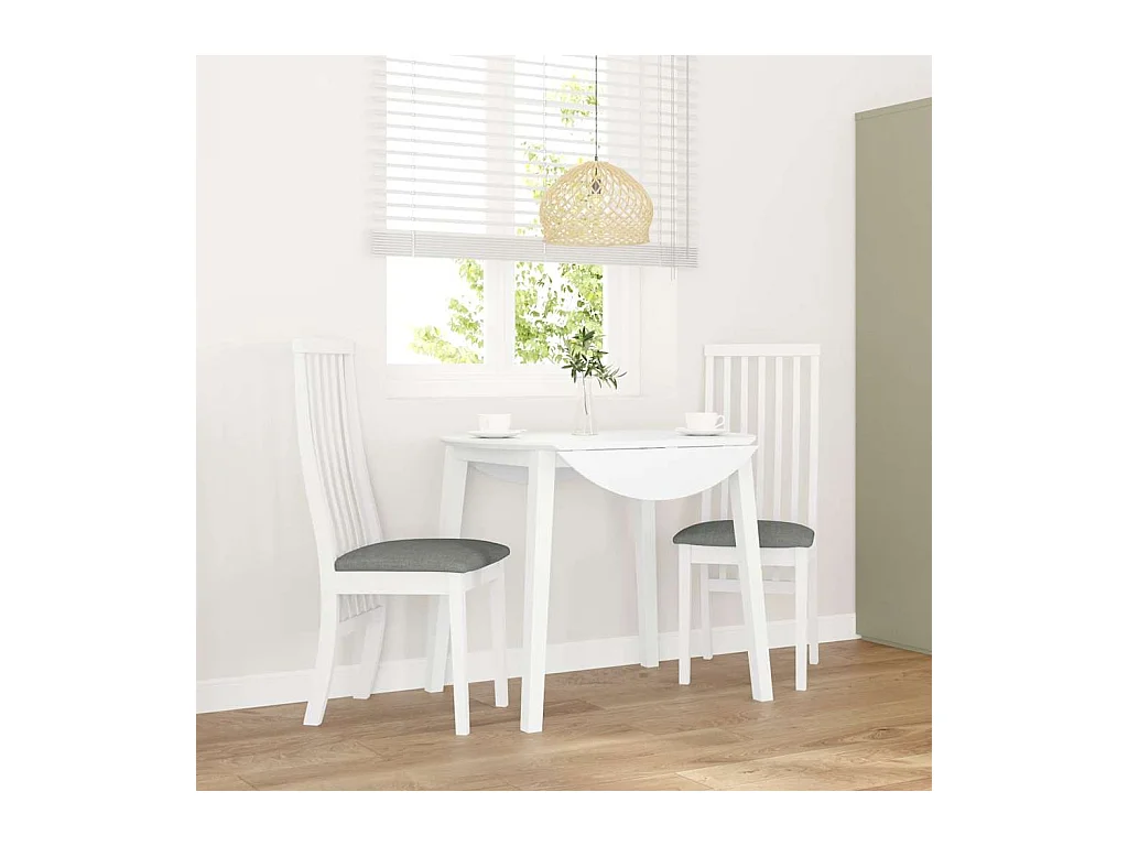 Chaises à manger coussins 2 pcs blanc bois massif caoutchouc