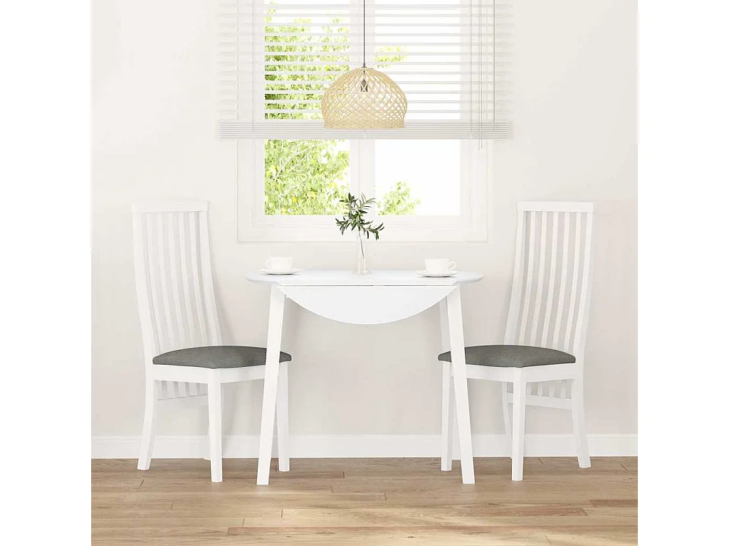 Chaises à manger coussins 2 pcs blanc bois massif caoutchouc