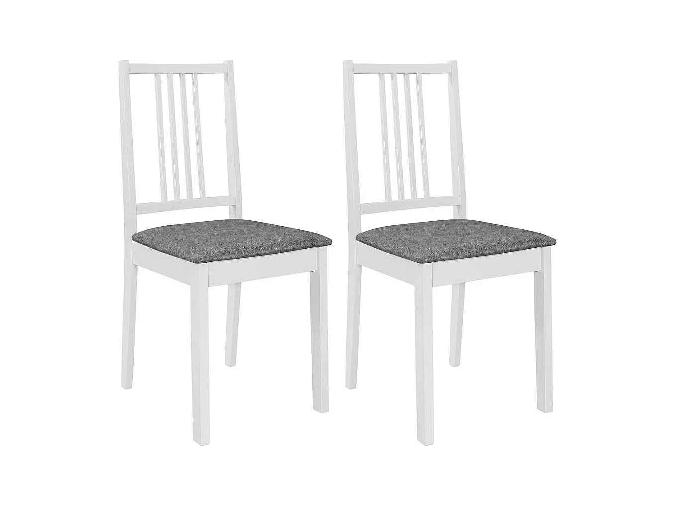 Chaises à manger avec coussins lot de 2 blanc bois solide