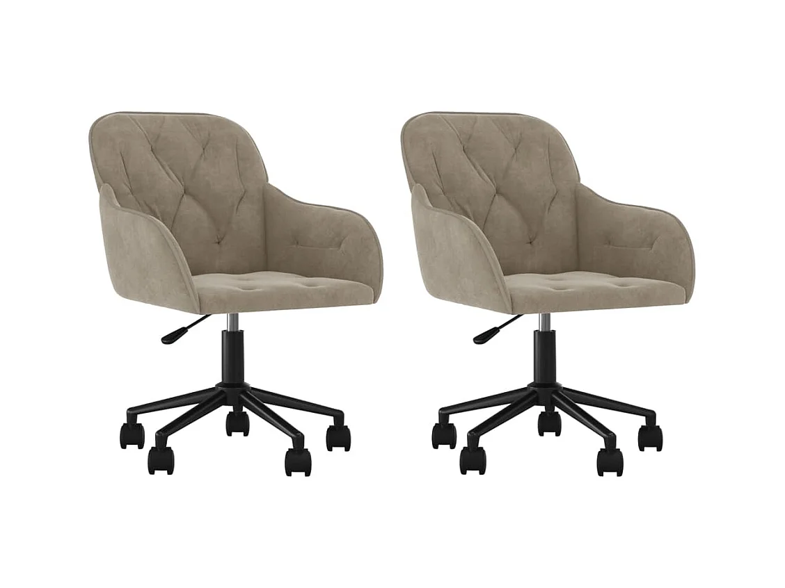 Draaibare eetkamerstoelen set van 2 lichtgrijs fluweel