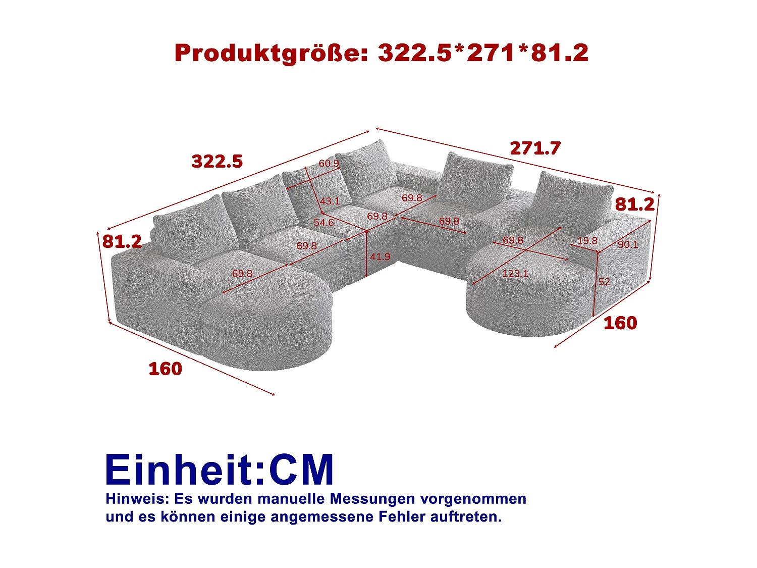 Canapé modulaire en chenille avec éléments incurvés et repose-pied, design compressé, mousse haute densité, noir (114x43x43 cm)
