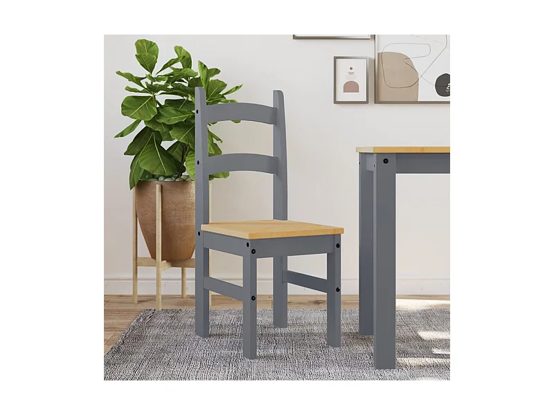 Chaises à manger lot de 2 gris 40x46x99 cm bois massif de pin