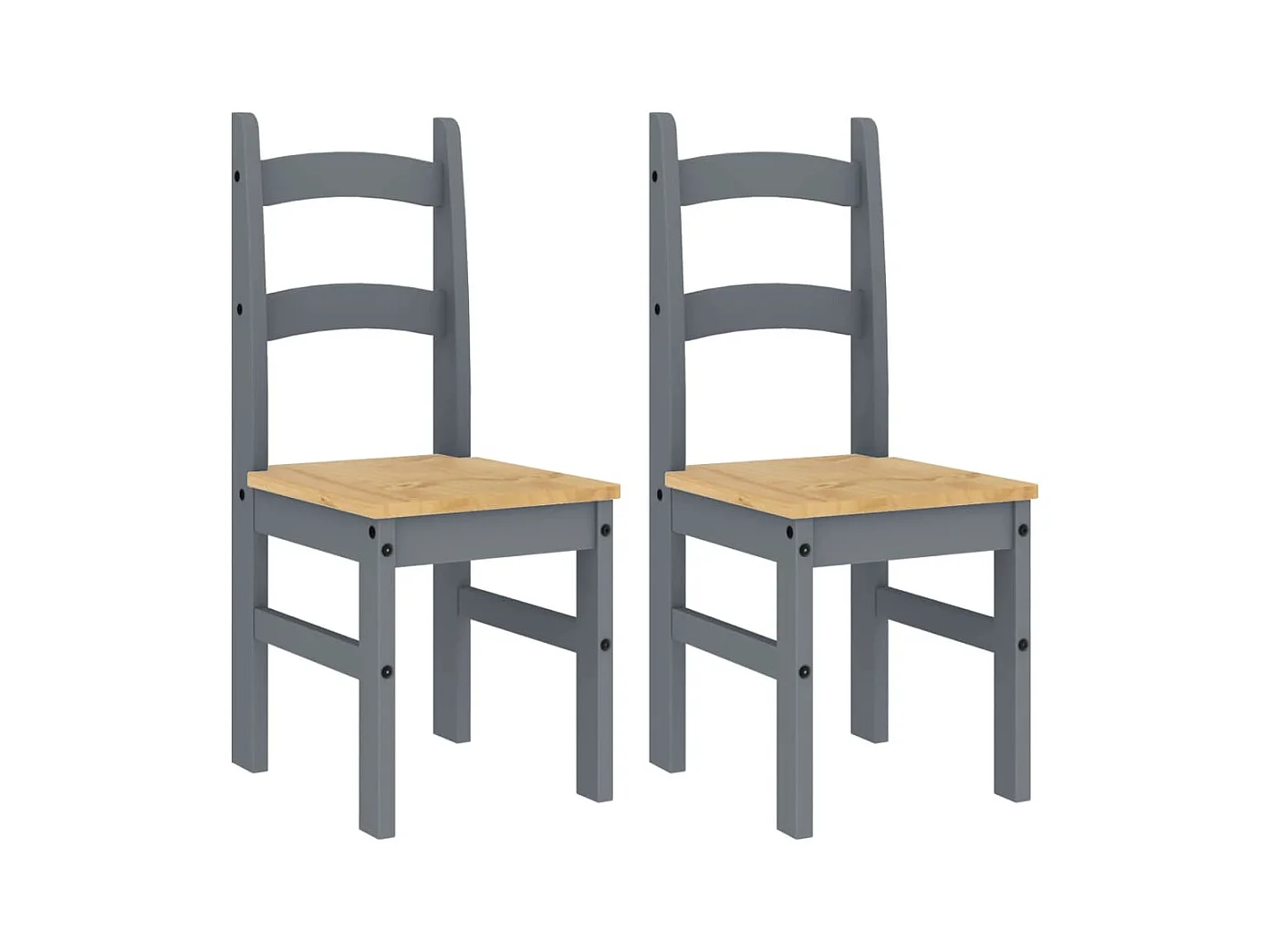 Set di 2 sedie da pranzo grigie 40x46x99 cm in legno massello di pino