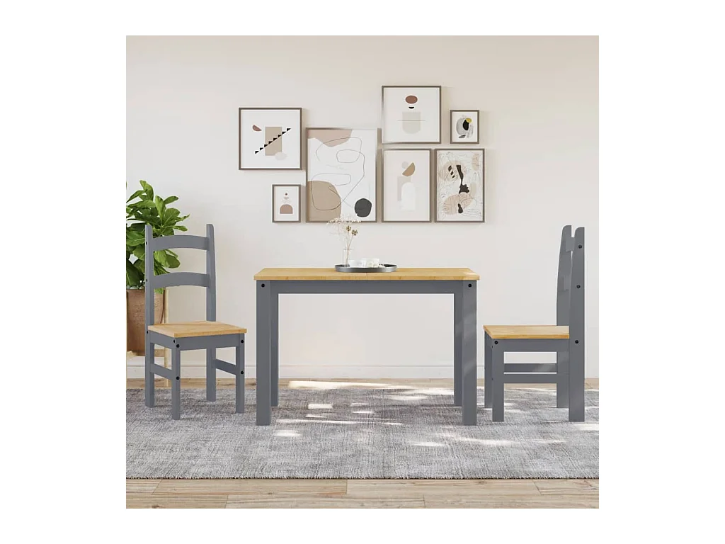 Set di 2 sedie da pranzo grigie 40x46x99 cm in legno massello di pino