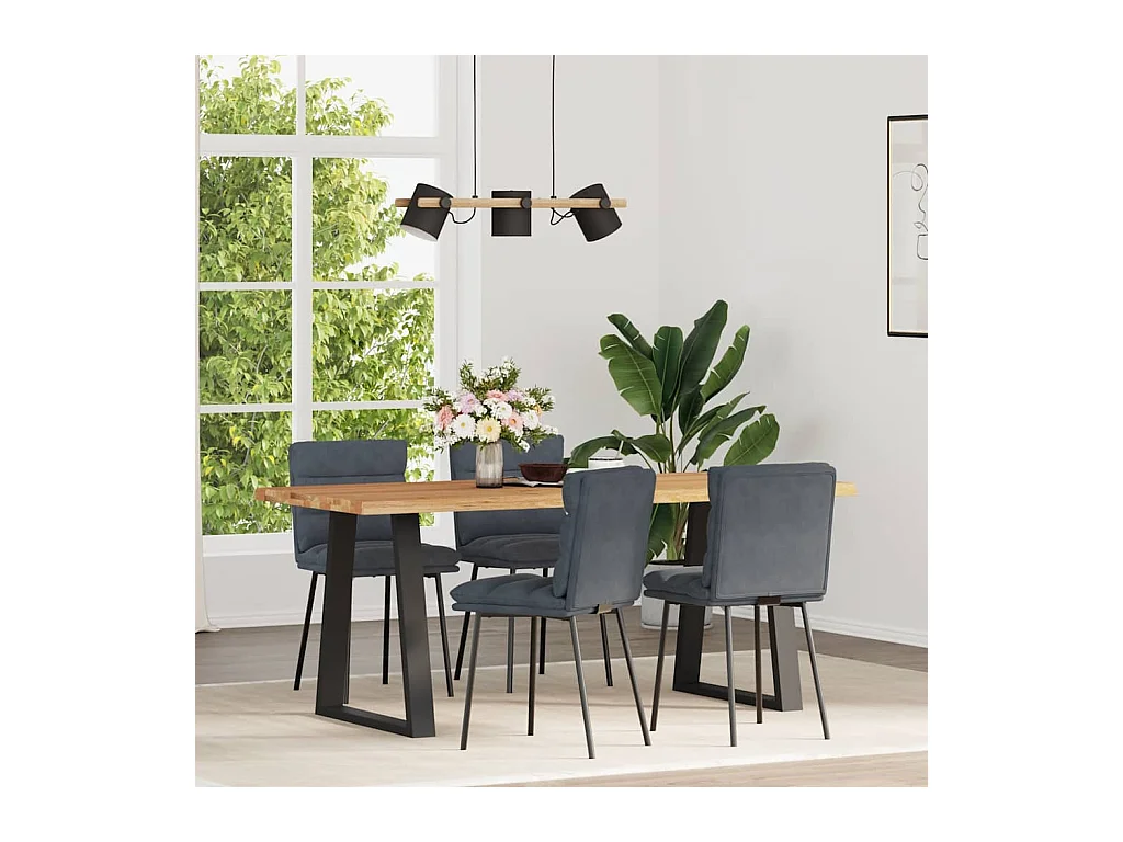 Chaises à manger lot de 4 Gris foncé Velours