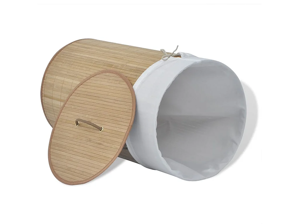 Panier à linge rond Bambou naturel