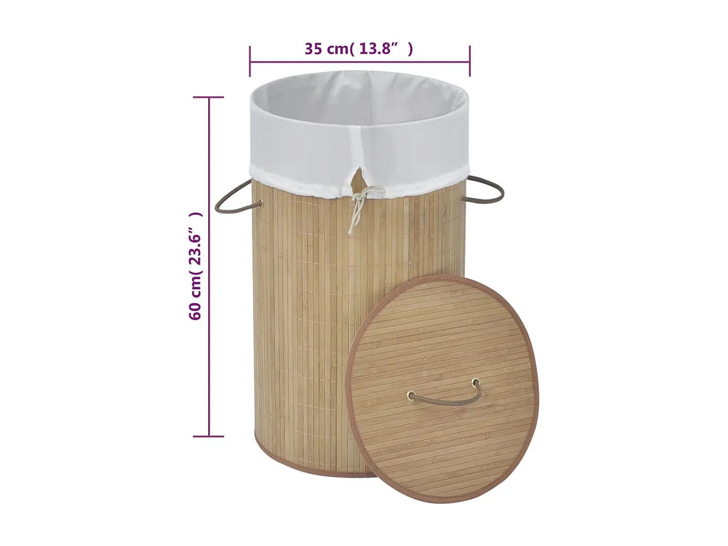 Panier à linge rond Bambou naturel