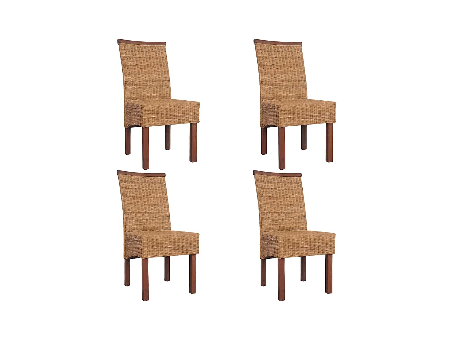 Chaises à manger lot de 4 marron rotin naturel
