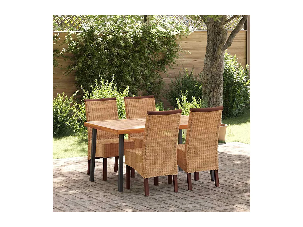 Eetkamerstoelen set van 4 bruin natuurlijk rotan