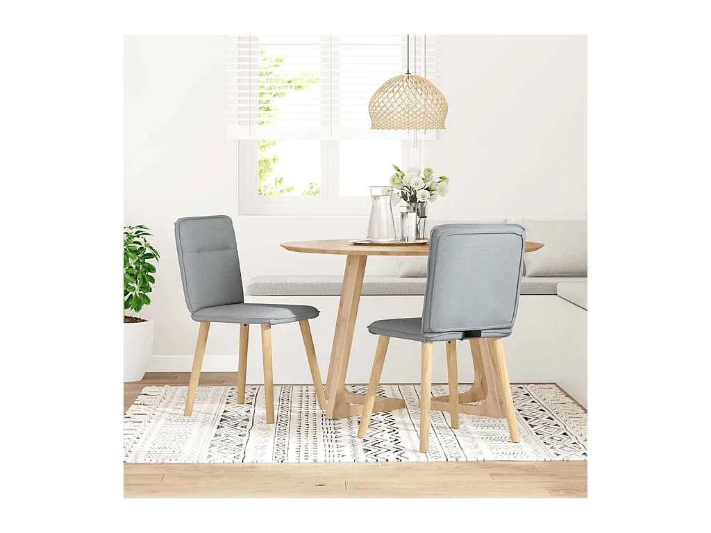 Eetkamerstoelen set van 2 lichtgrijze stof