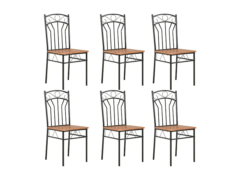 Juego de 6 sillas de comedor de MDF marrón