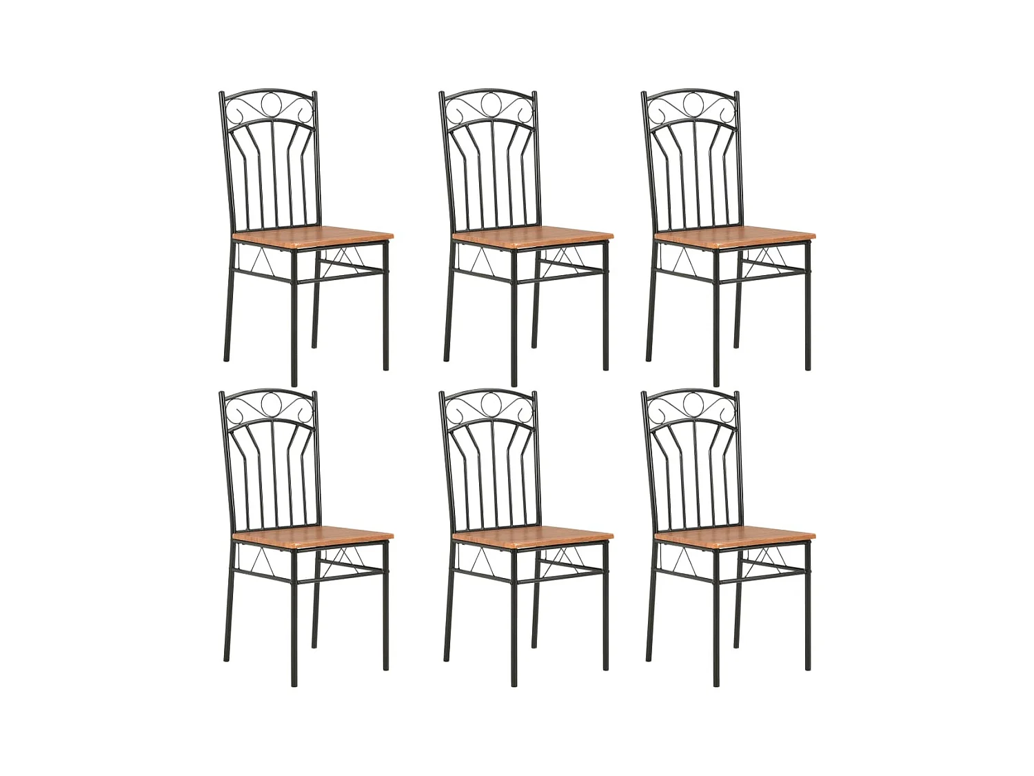 Juego de 6 sillas de comedor de MDF marrón