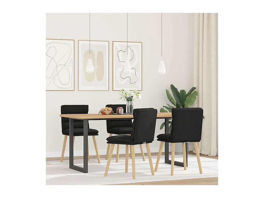 Set di 4 sedie da pranzo in tessuto nero