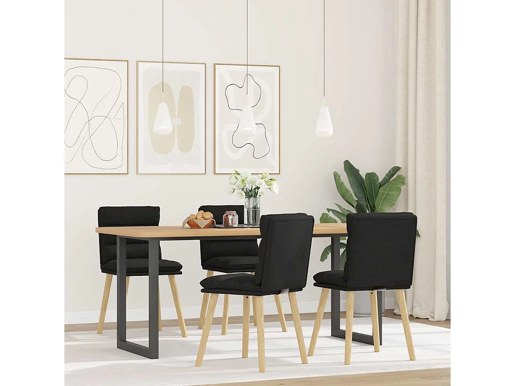Chaises à manger lot de 4 noir tissu