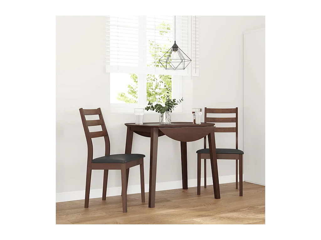 Chaises à manger coussins 2 pcs marron bois massif caoutchouc