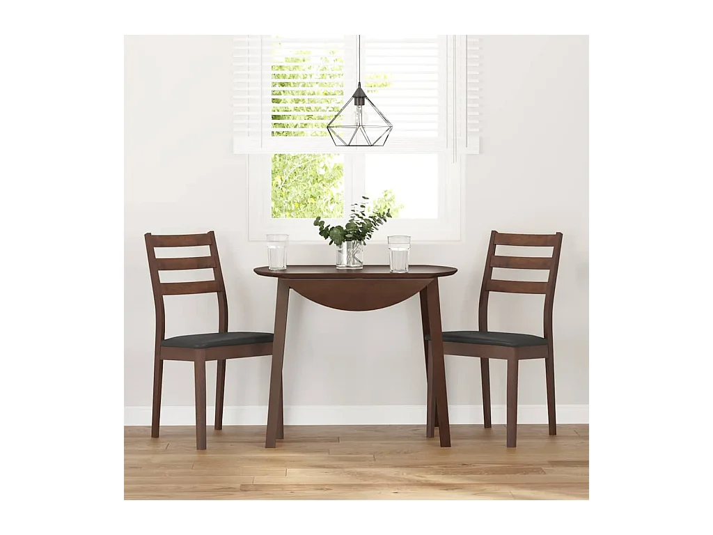 Chaises à manger coussins 2 pcs marron bois massif caoutchouc