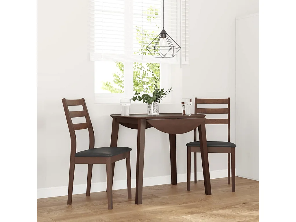 Chaises à manger coussins 2 pcs marron bois massif caoutchouc