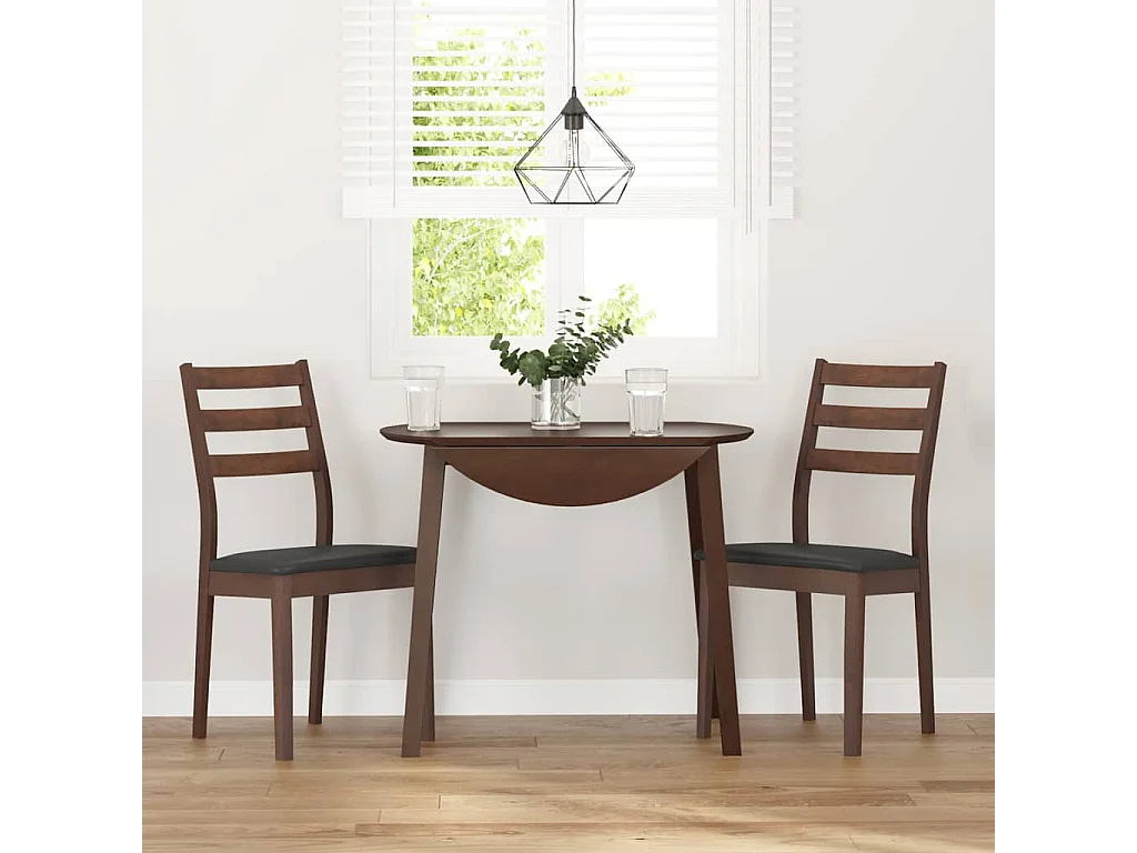 Chaises à manger coussins 2 pcs marron bois massif caoutchouc