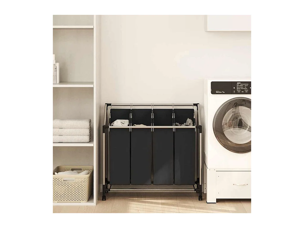 Raccoglitore per biancheria con 4 sacchi grigi
